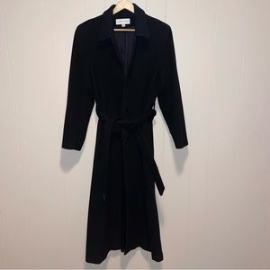 Albert Nipon Long Line Black Wool & Cashmere Coat